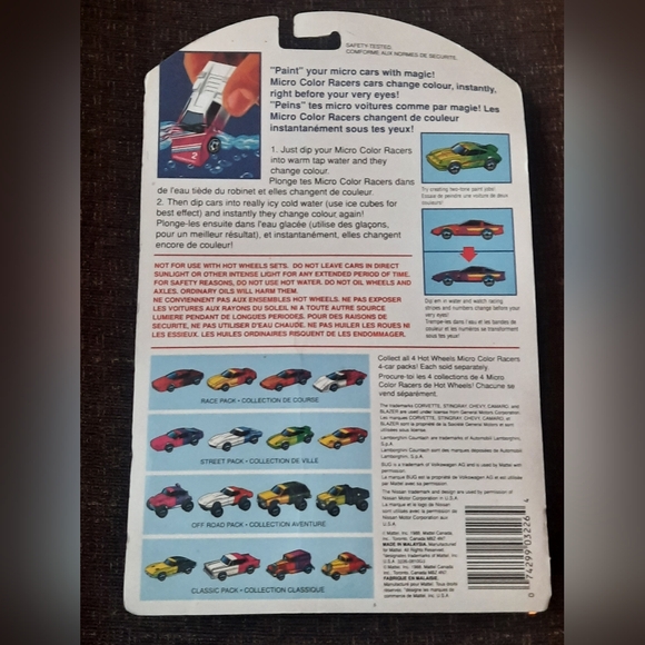 1988 Hot Wheels Micro Color Racers, #3226 Race Pack, New in Pack! - Picture 3 of 3